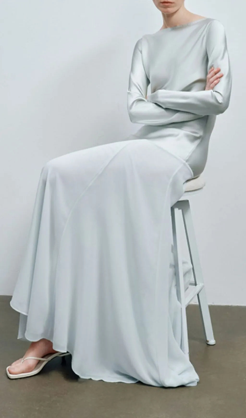 Khaza Long Sleeve Mesh Maxi Dress Flowering Girl