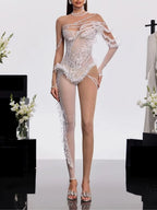 Fardex High Neck Pearl Jumpsuit Flowering Girl