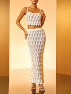 Haizlee Spaghetti Scale Knit Skirt Set Flowering Girl