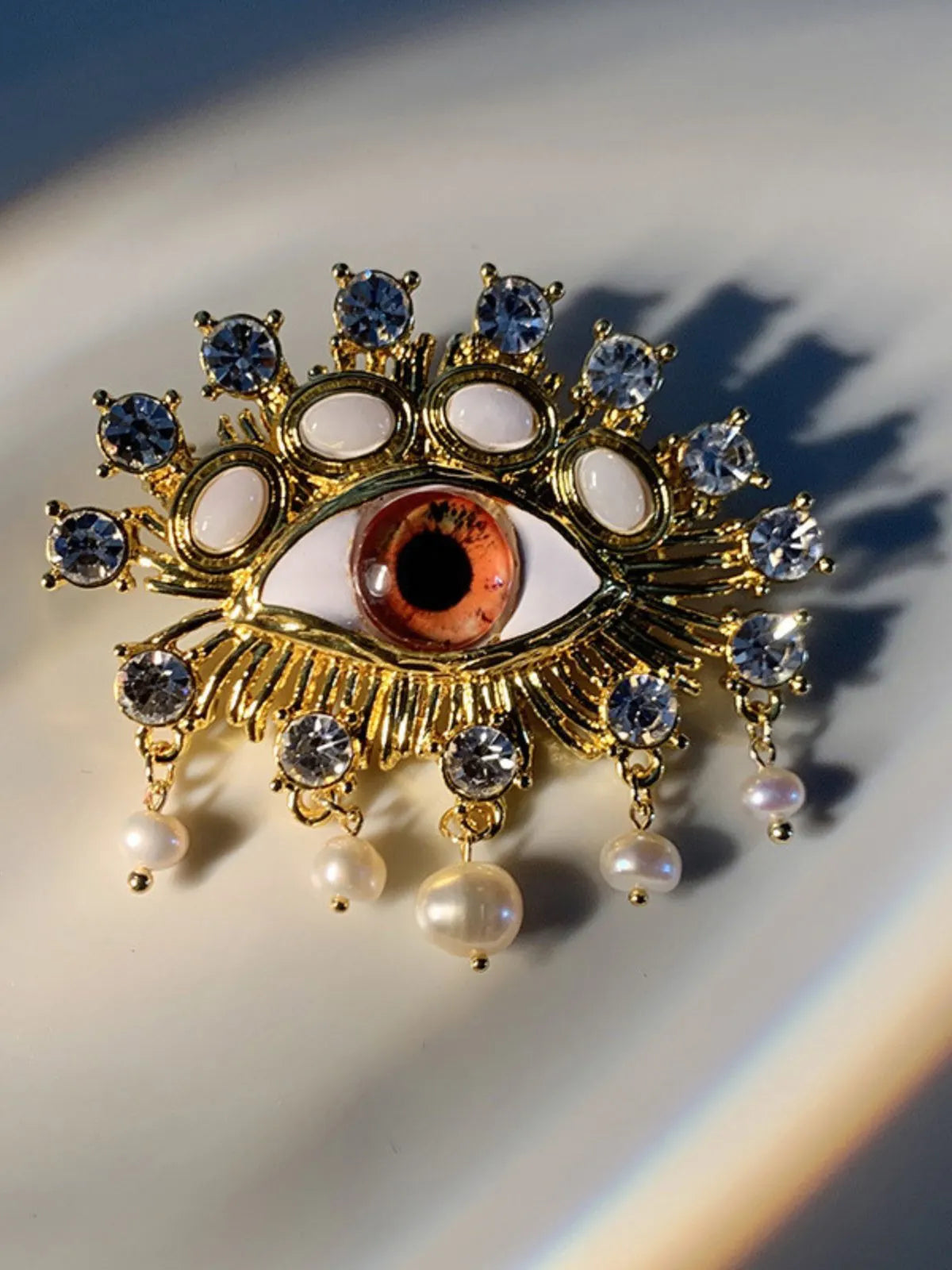 Pearl Embellihsed Eye Brooch Flowering Girl