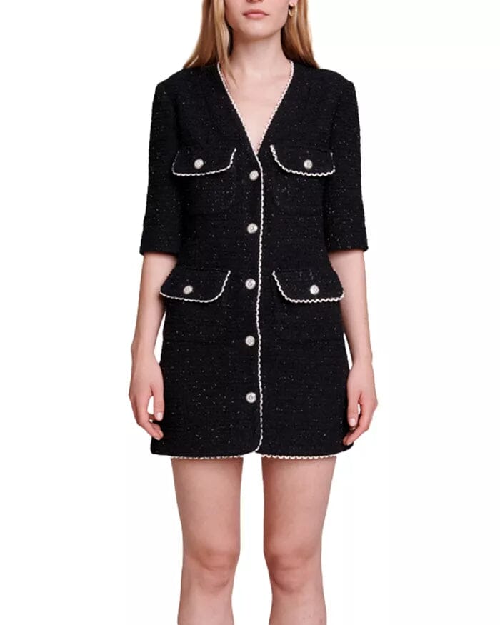 POCKET-EMBELLISHED COTTON-BLEND MINI DRESS Flowering Girl