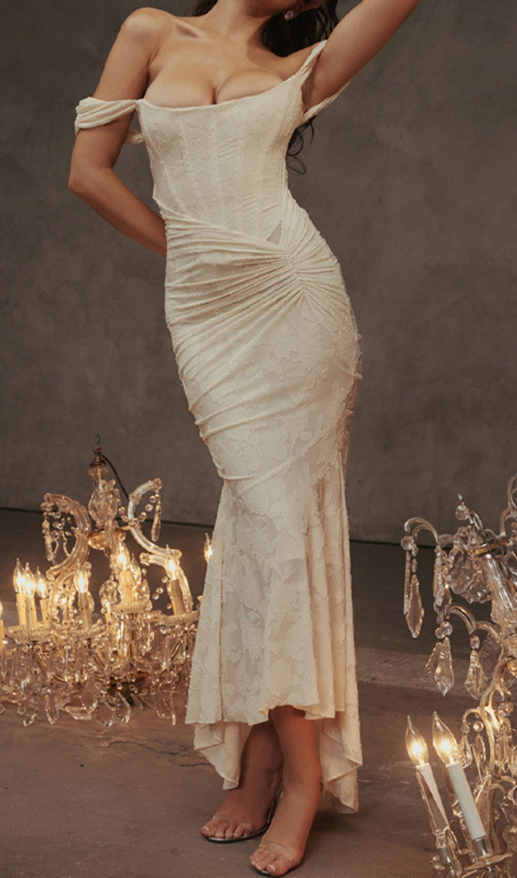 Anaëlle Cream Floral Corset Maxi Dress Flowering Girl