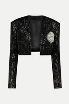 Sequin Cropped Blazer in silver Flowering Girl