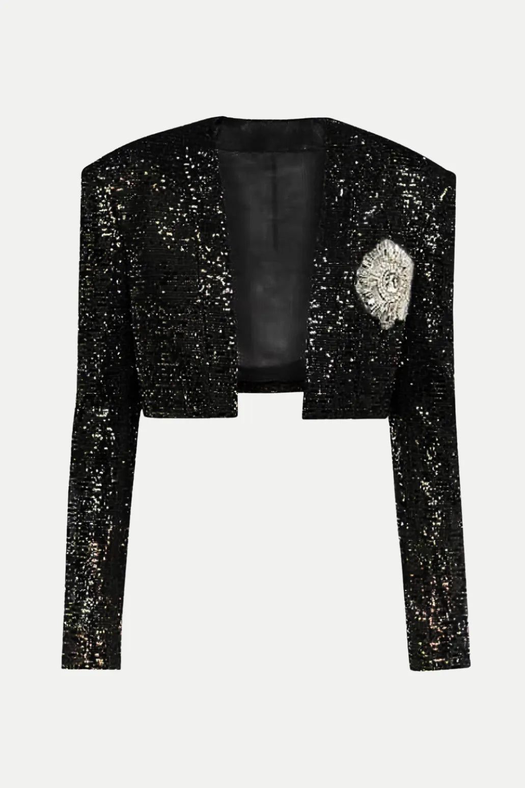 Sequin Cropped Blazer in silver Flowering Girl