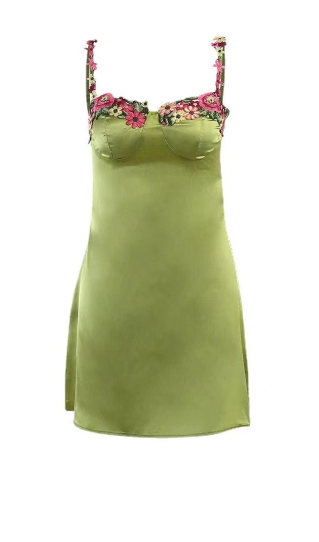 Floral Strap Satin Dress Flowering Girl