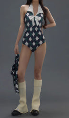 Danger Argyle One-Piece Swimsuit & Skirt Flowering Girl