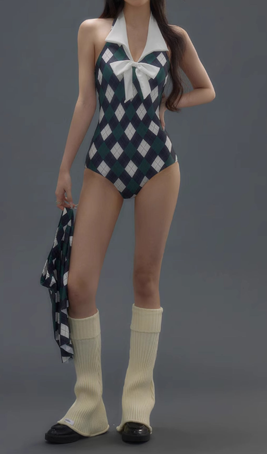 Danger Argyle One-Piece Swimsuit & Skirt Flowering Girl