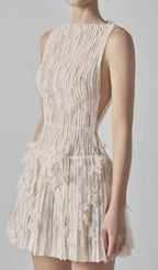Darda Beige Flower Lace Mini Dress Flowering Girl