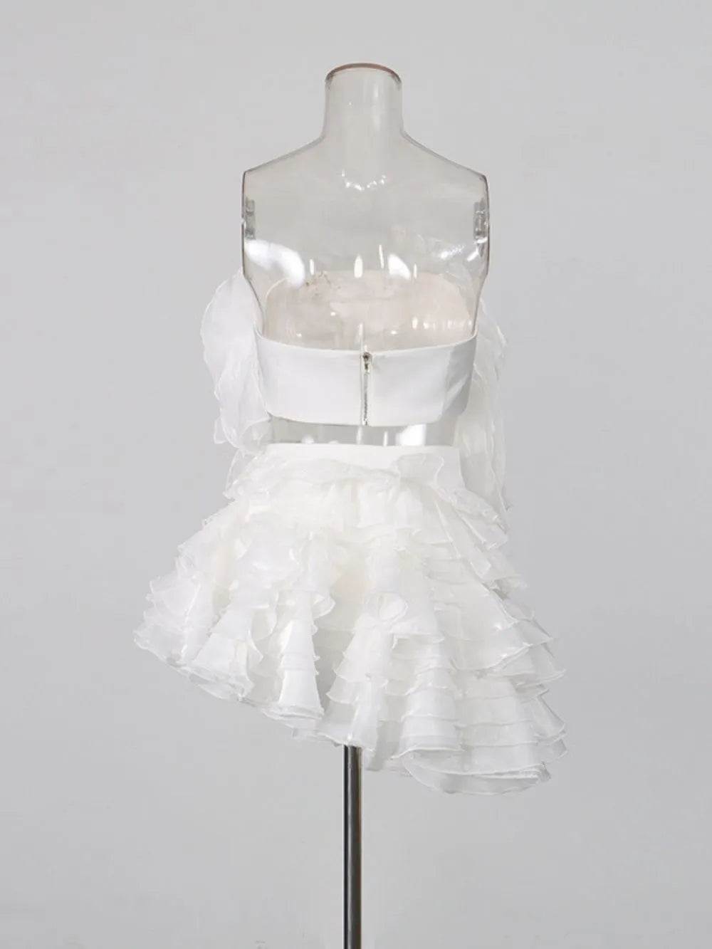 Matsuyo White Flower Top & Layered Skirt Set Flowering Girl