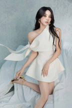 Calwa Asymmetric One Shoulder Flare Mini Dress Flowering Girl