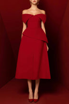 Harper Off-Shoulder Set In Red Flowering Girl