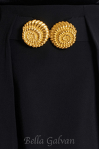 Asina Gold Buttoned Mini Skirt in Black Flowering Girl