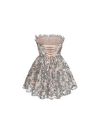 Fawzia Strapless Leaf Sequin Mini Dress Flowering Girl