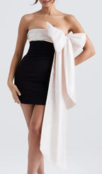 Black & Ivory Bow Mini Dress Flowering Girl