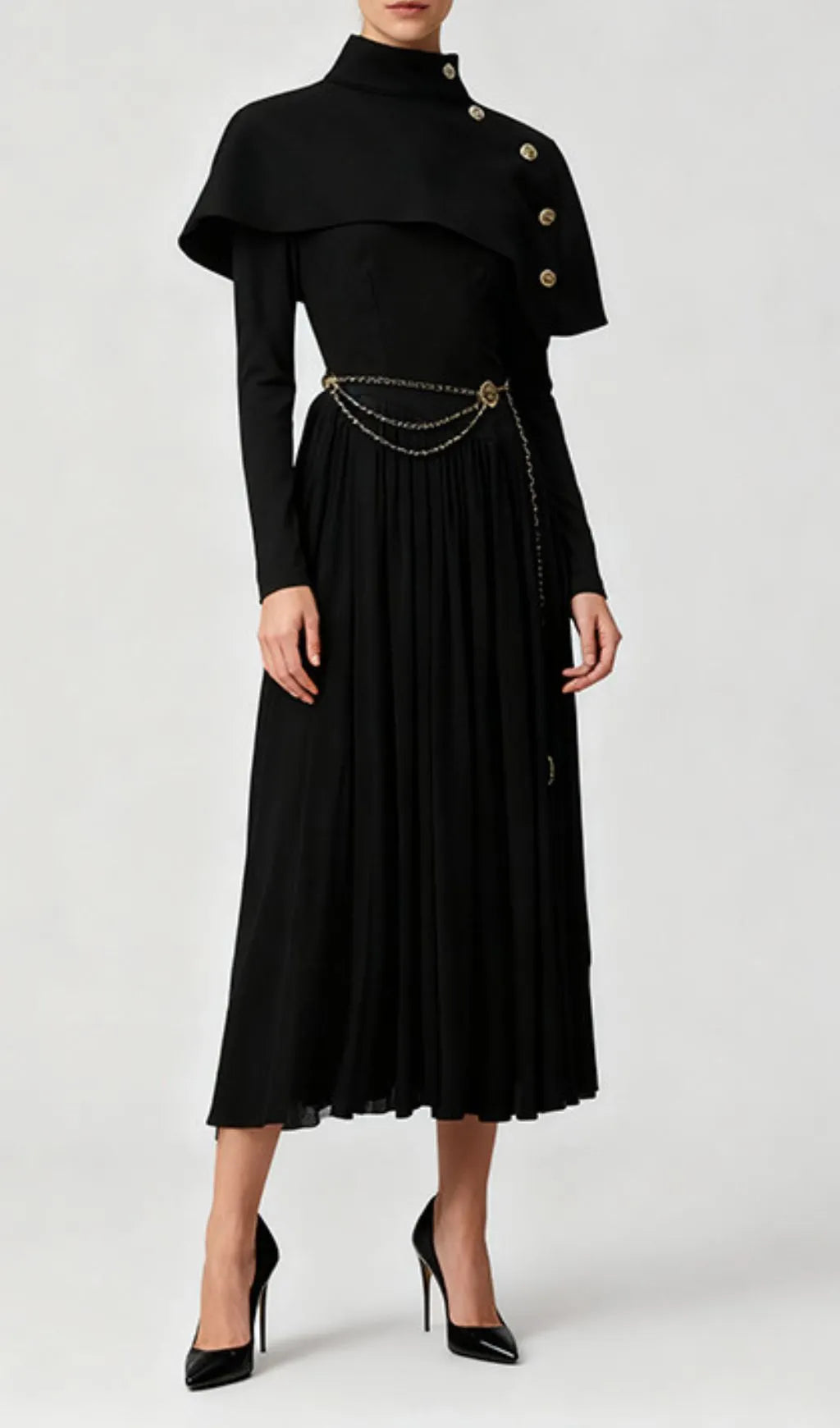 Jairo Black Long Sleeve Midi Dress Flowering Girl