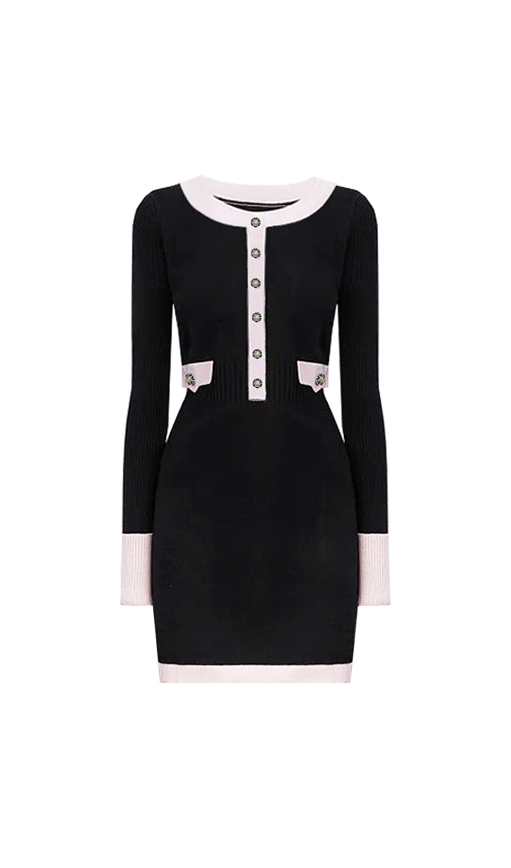 Elwyn Black Long Sleeve Knit Mini Dress Flowering Girl