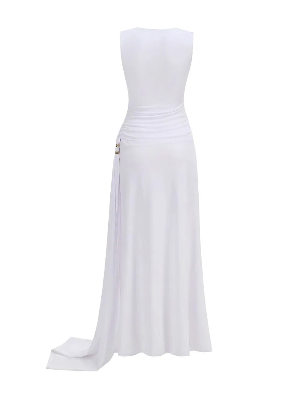 Mayliesha White Ruched Maxi Dress Flowering Girl
