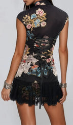 Tyveris Floral Lace Mini Dress Flowering Girl