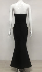 Debra Black Strapless Pearl Maxi Dress Flowering Girl