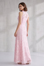 Blush Pink Floral Lace Floor-Length Dress Flowering Girl