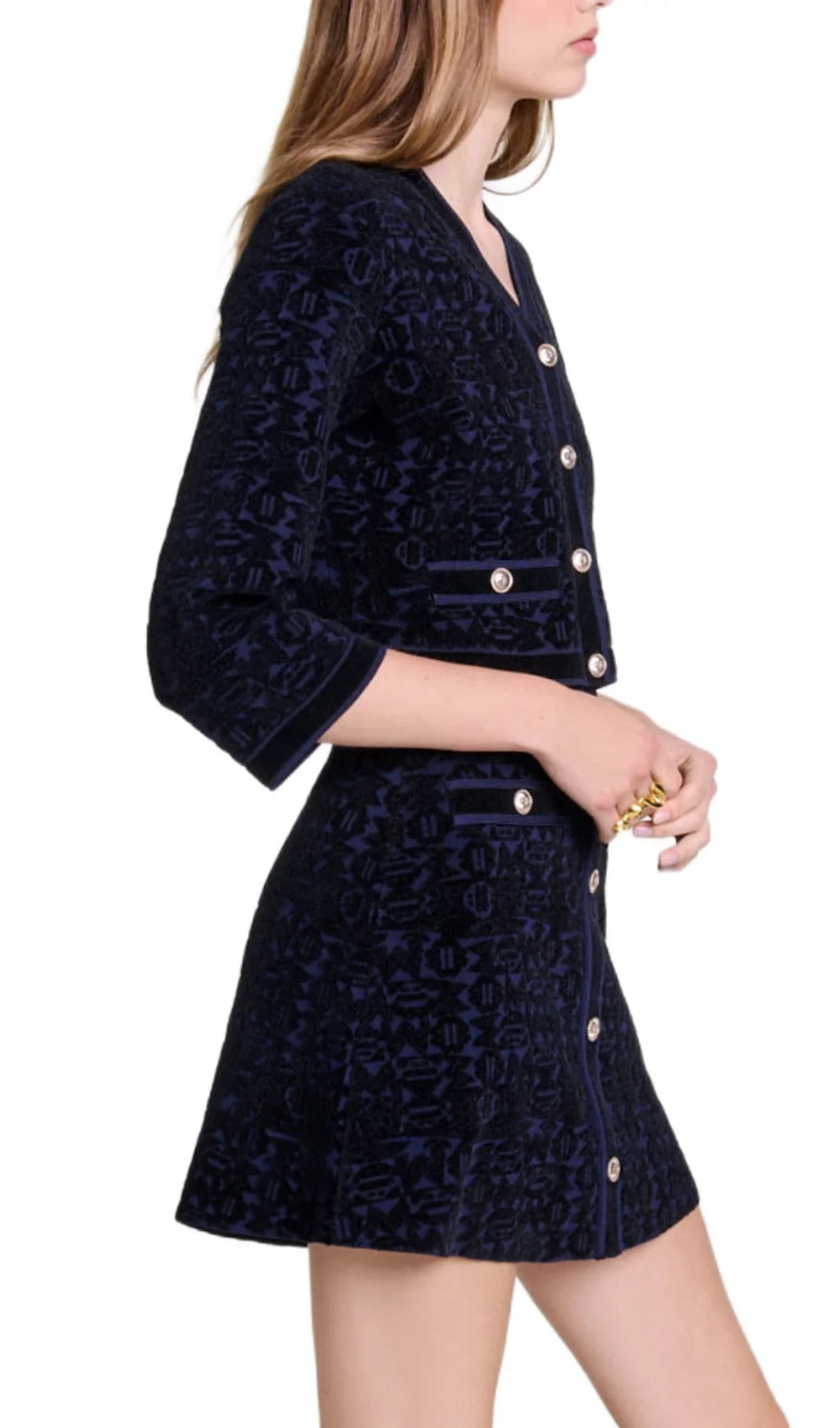 Reverie Velvet Knit 2-In-1 Cardigan & Dress Set Flowering Girl