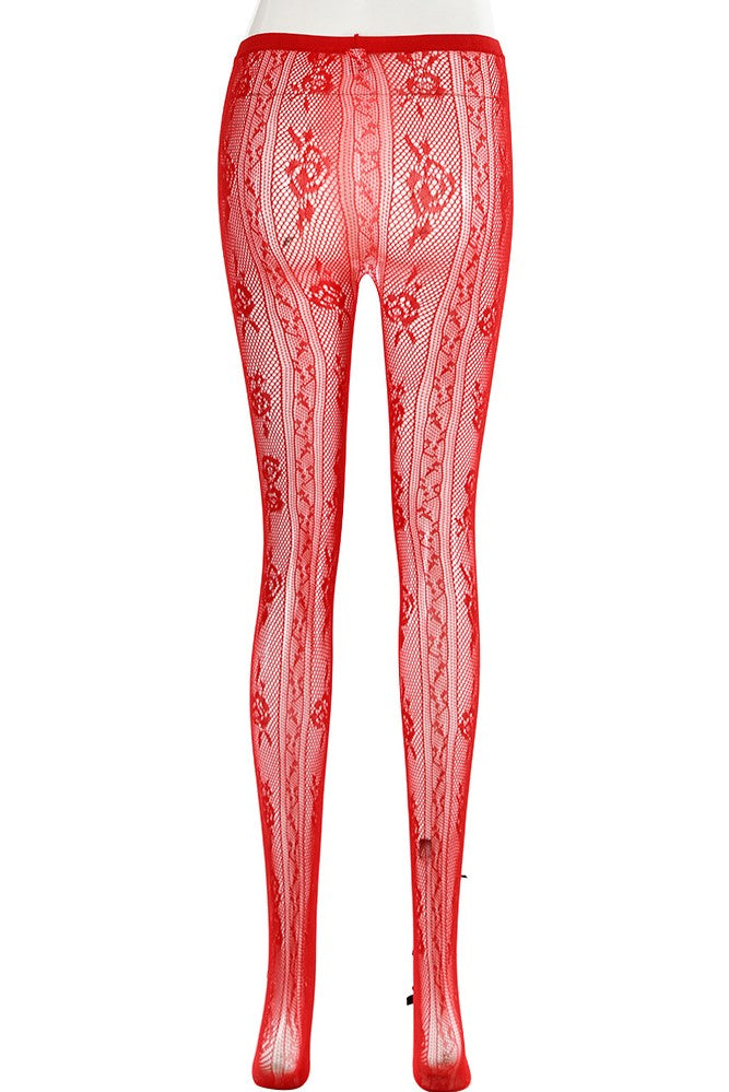 Yara Bowknot Fishnet Stockings - Red Flowering Girl