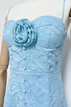 Samantha Hollow Out Sleeveless Maxi Dress In Blue Flowering Girl