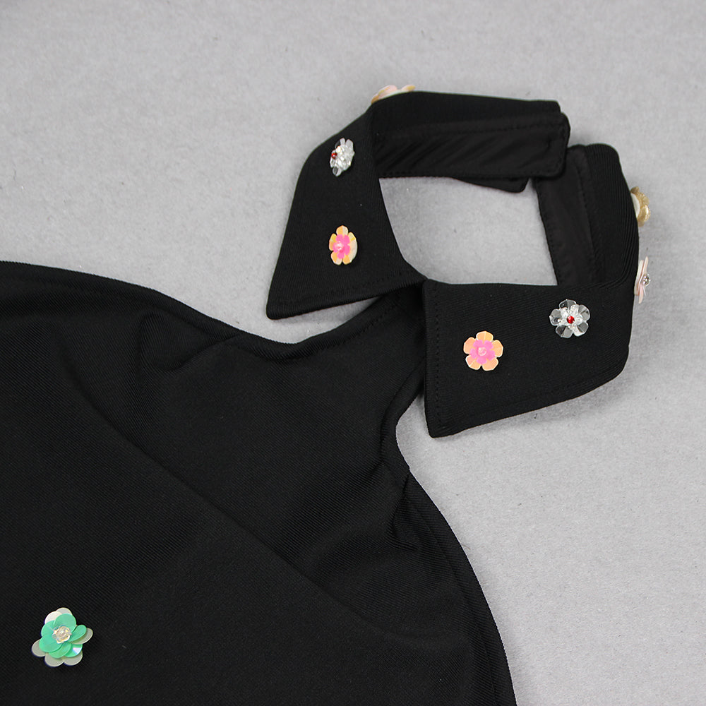Halter Embellished Flowers Mini Dress Flowering Girl