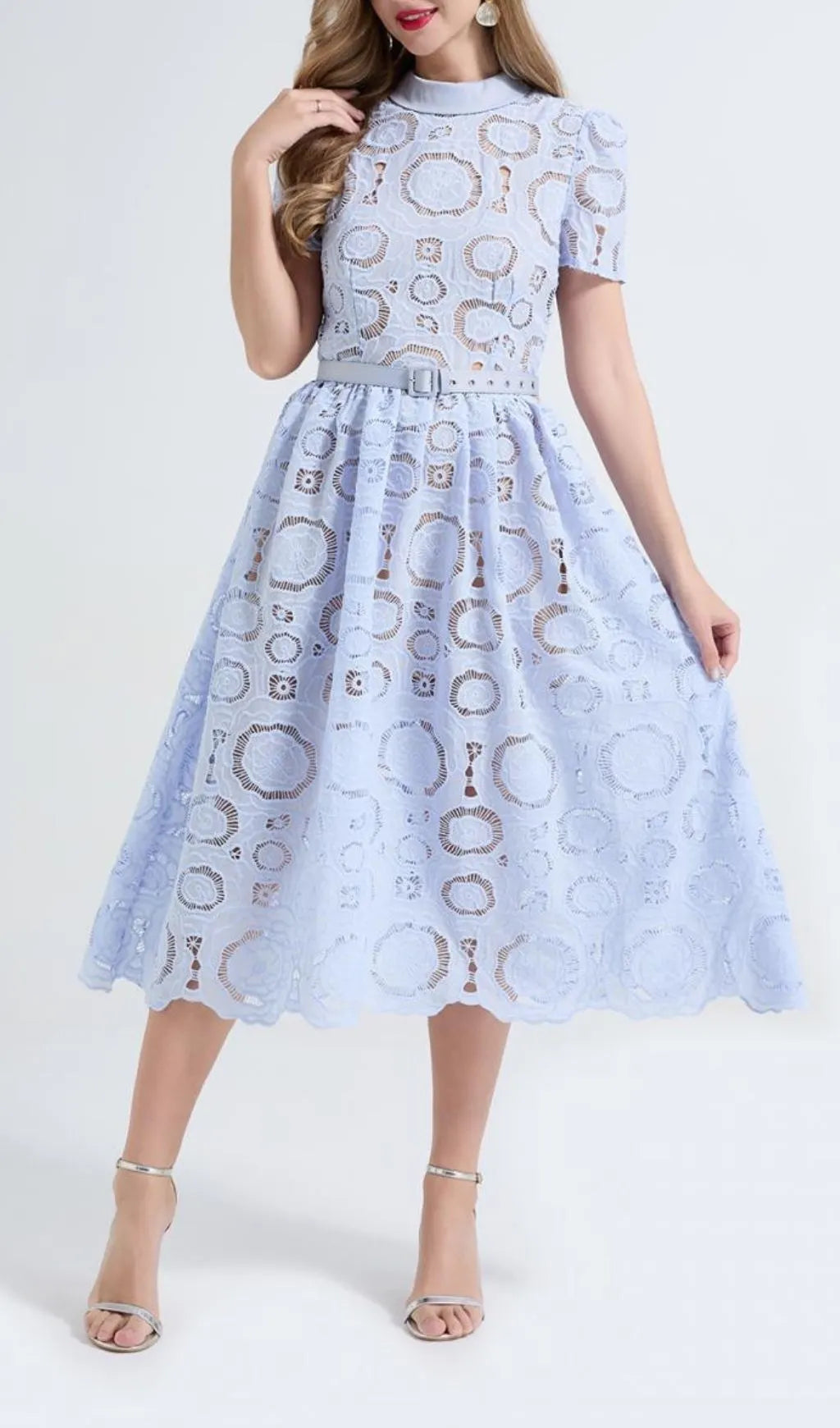 Floral Lace Midi Dress - Blue Flowering Girl