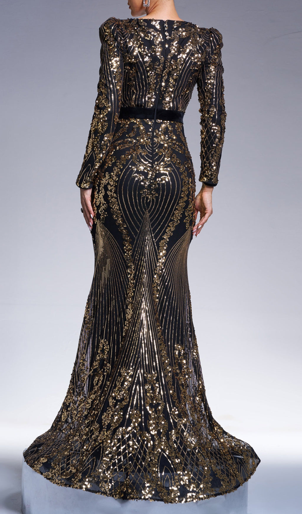 Chapa Gold Sequin Long Sleeve Maxi Dress Flowering Girl