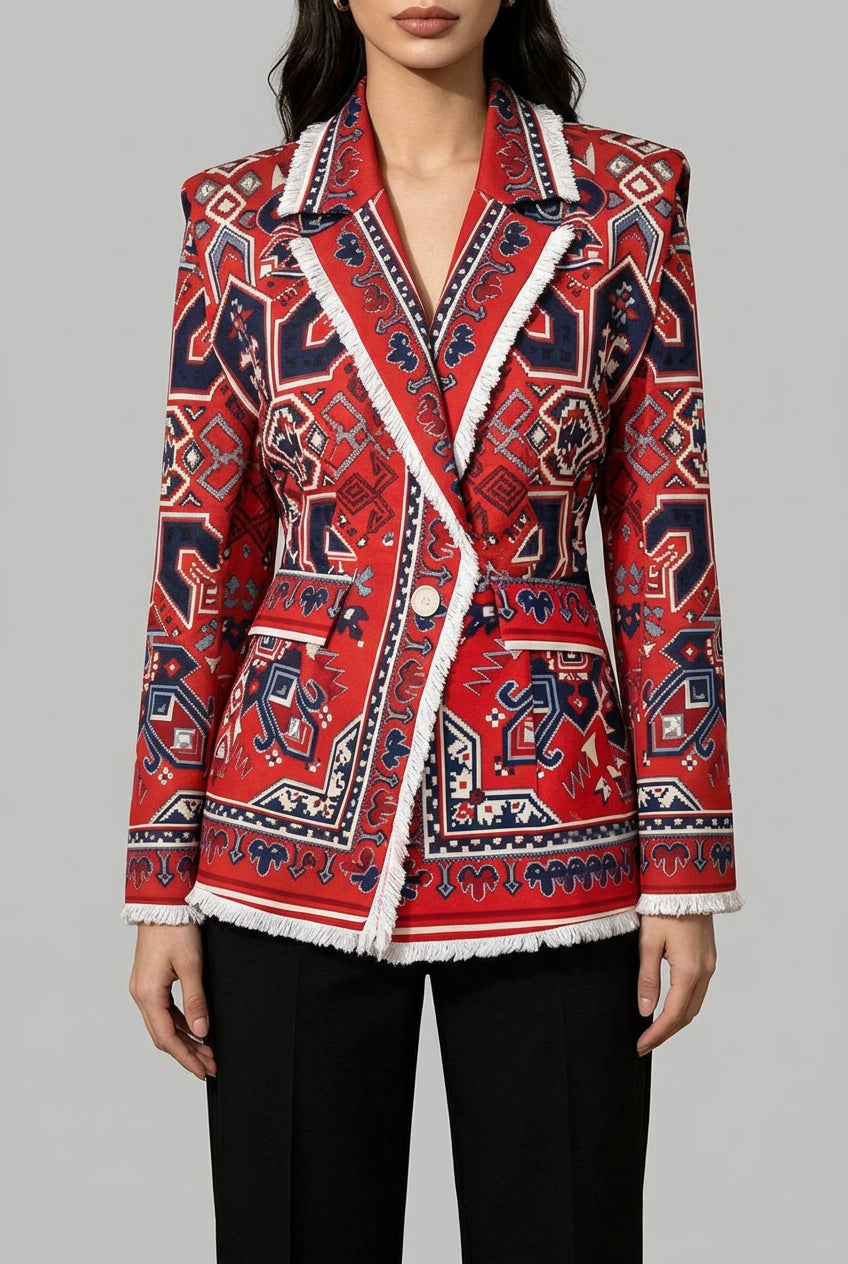 Moxie Red Printed Blazer