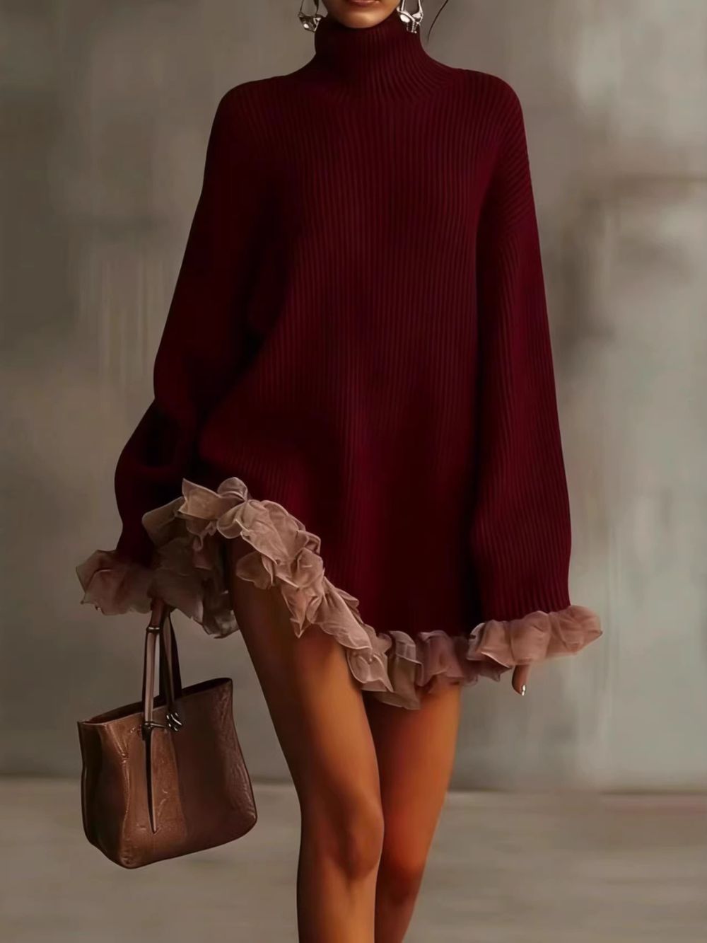 Mitra Knitted Long-Sleeved Lace Sweater