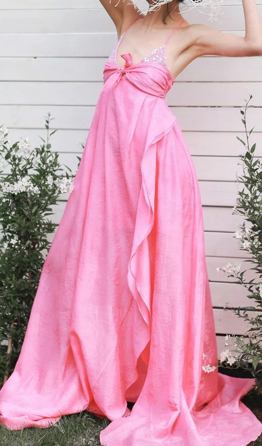 Keyah Pink Strappy Sequin Maxi Dress Flowering Girl