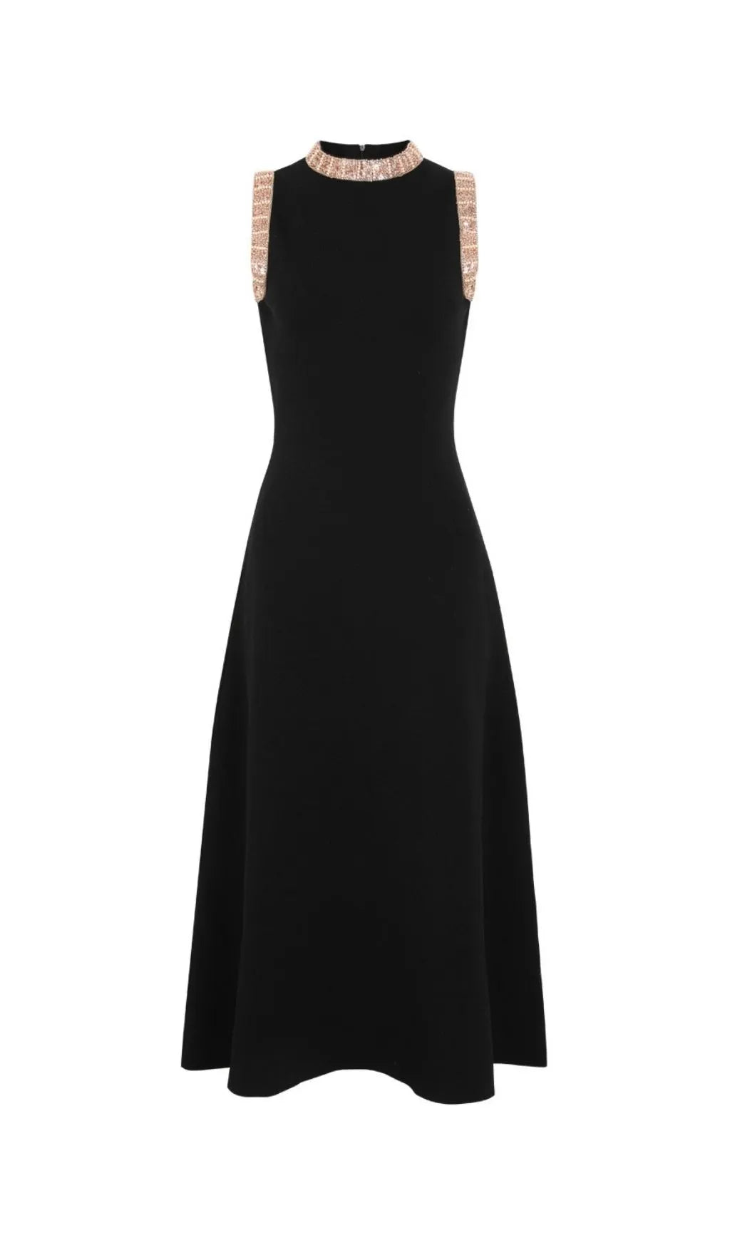 Kimberlina Black Sleeveless Beaded Knit Midi Dress Flowering Girl