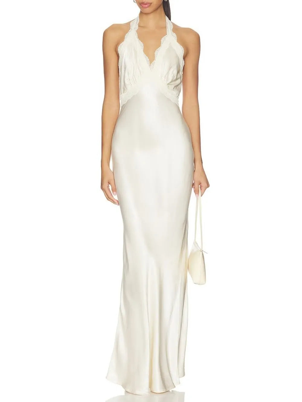 Maricruz White Halter Maxi Dress Flowering Girl