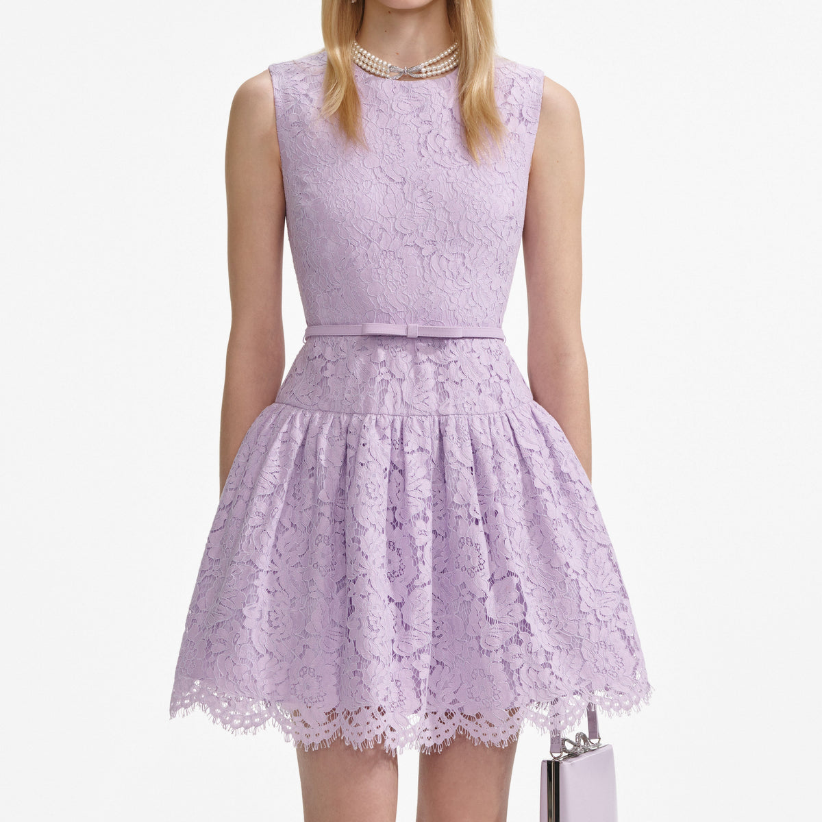 Lilac Lace Sleeveless Mini Dress Flowering Girl