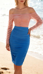 Jamari Off-Shoulder Ruched Midi Dress Flowering Girl