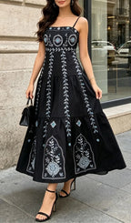 Mady Black Strappy Printed Maxi Dress Flowering Girl