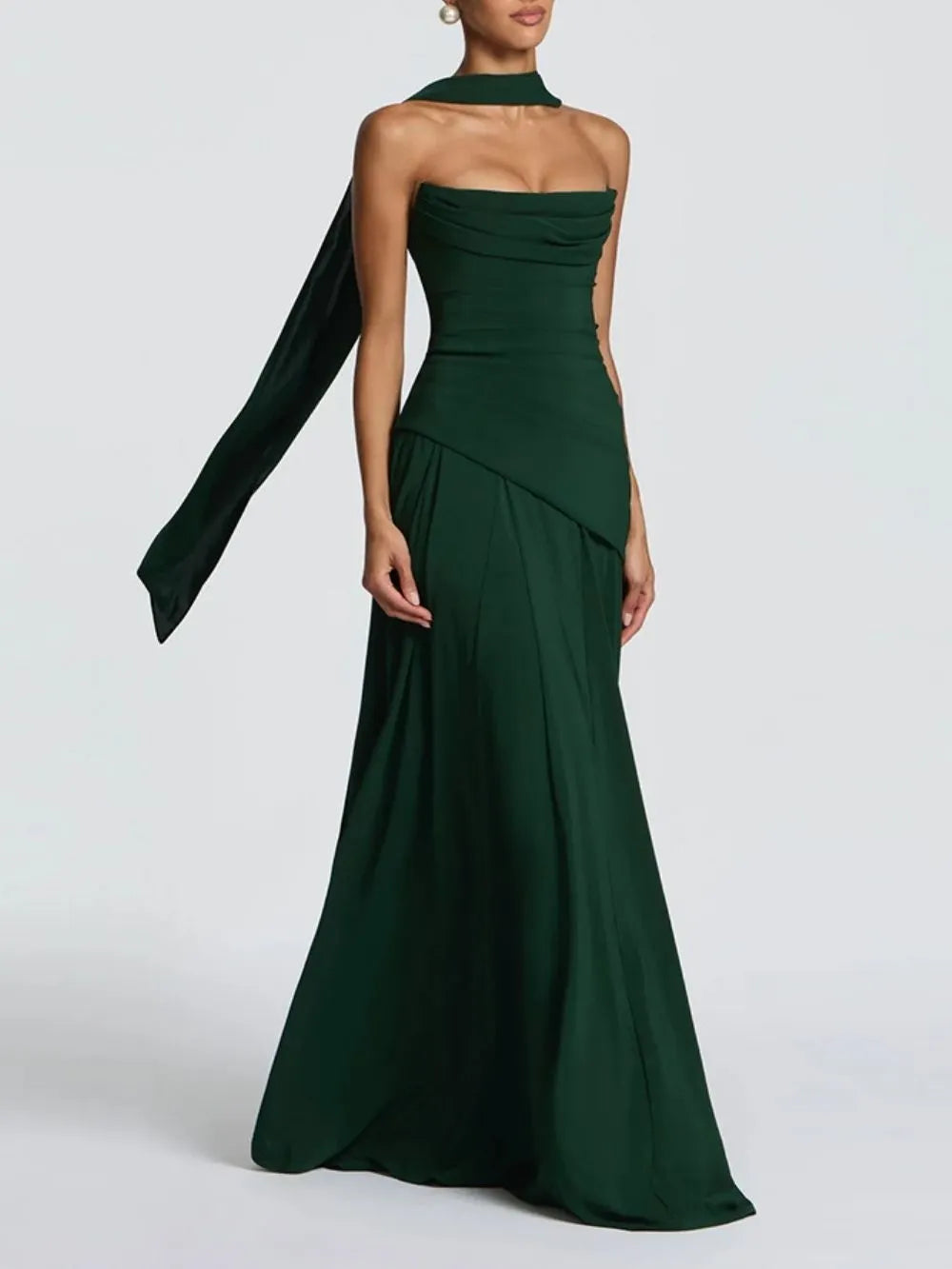 Materia Green Strapless Maxi Dress Flowering Girl