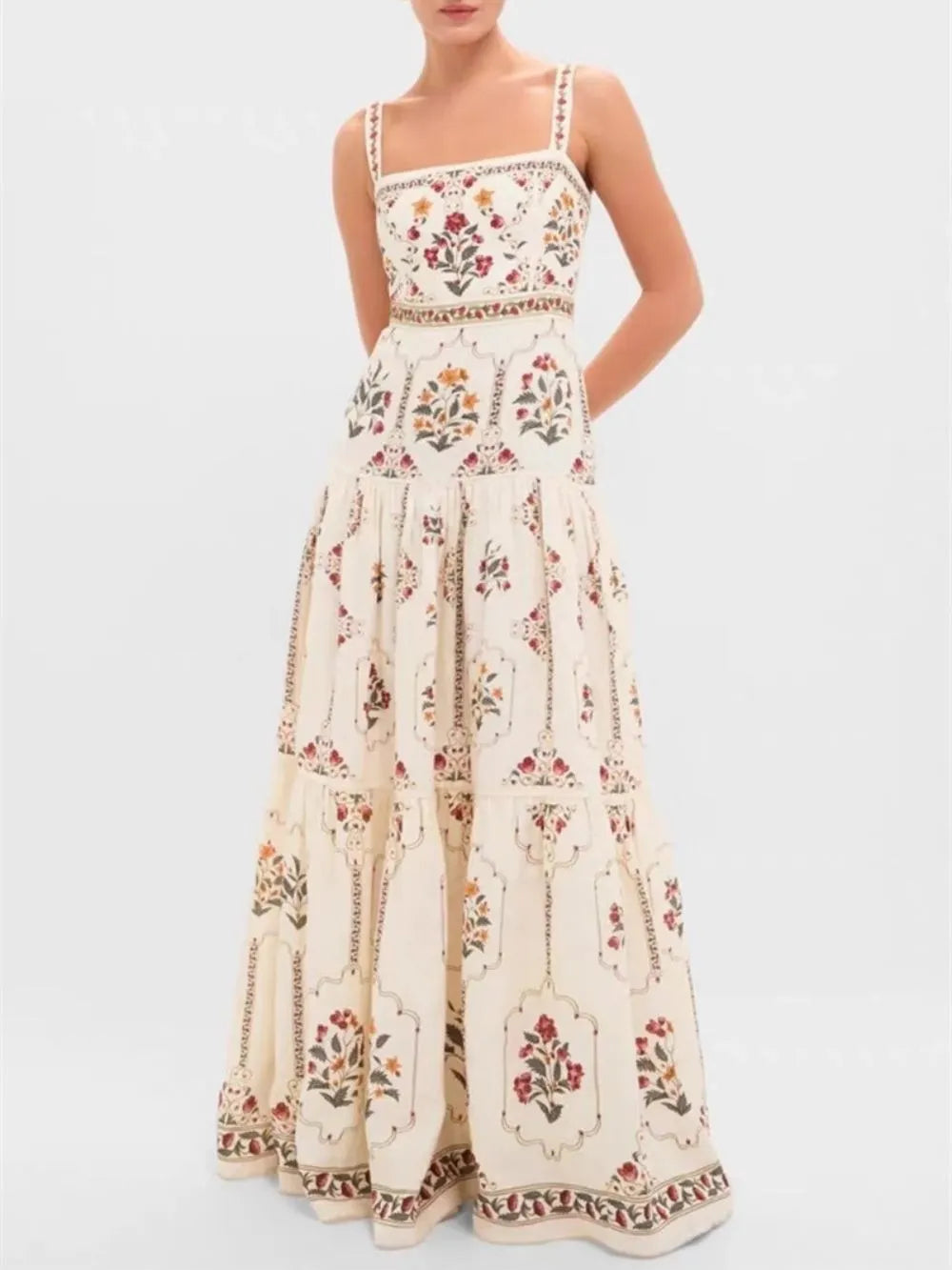 Meabh Strappy Printed Maxi Dress Flowering Girl