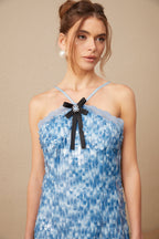 Victoire blue halterneck sequined mini dress Flowering Girl