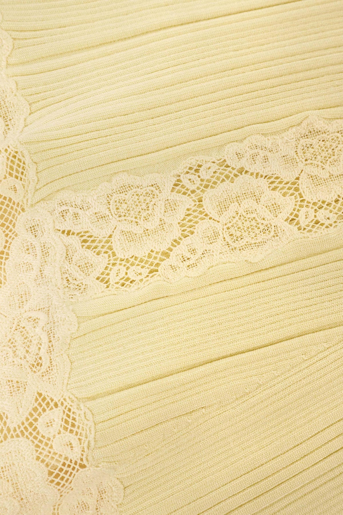 Yellow Knit Lace Insert Midi Dress Flowering Girl