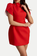 Cutout Bowknot Mini Dress In Red Flowering Girl
