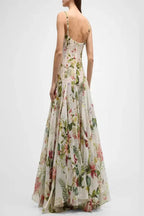 Multicolor Floral Print Fauna Gazar Gown Flowering Girl