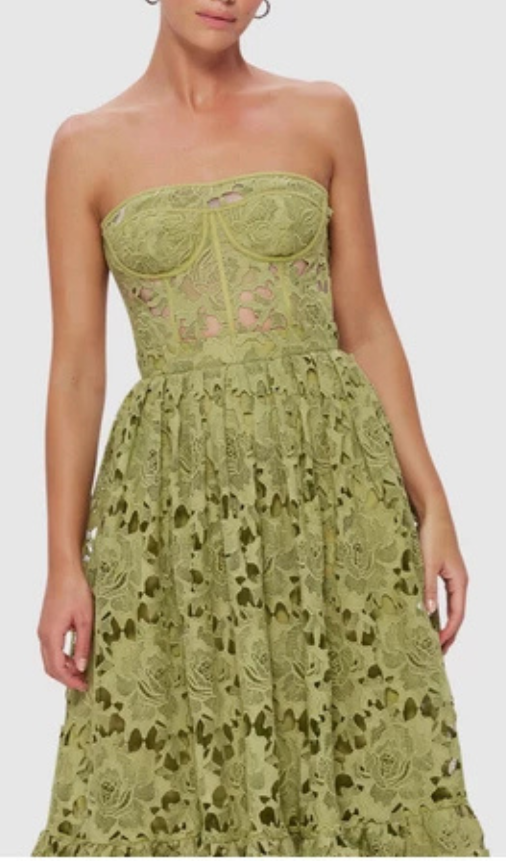 Aris Green Lace Bustier Maxi Dress