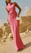 Lahayla Pink Backless Maxi Dress Flowering Girl