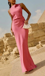 Lahayla Pink Backless Maxi Dress Flowering Girl