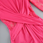 Christa Pink Long Sleeve Draped Gown Flowering Girl