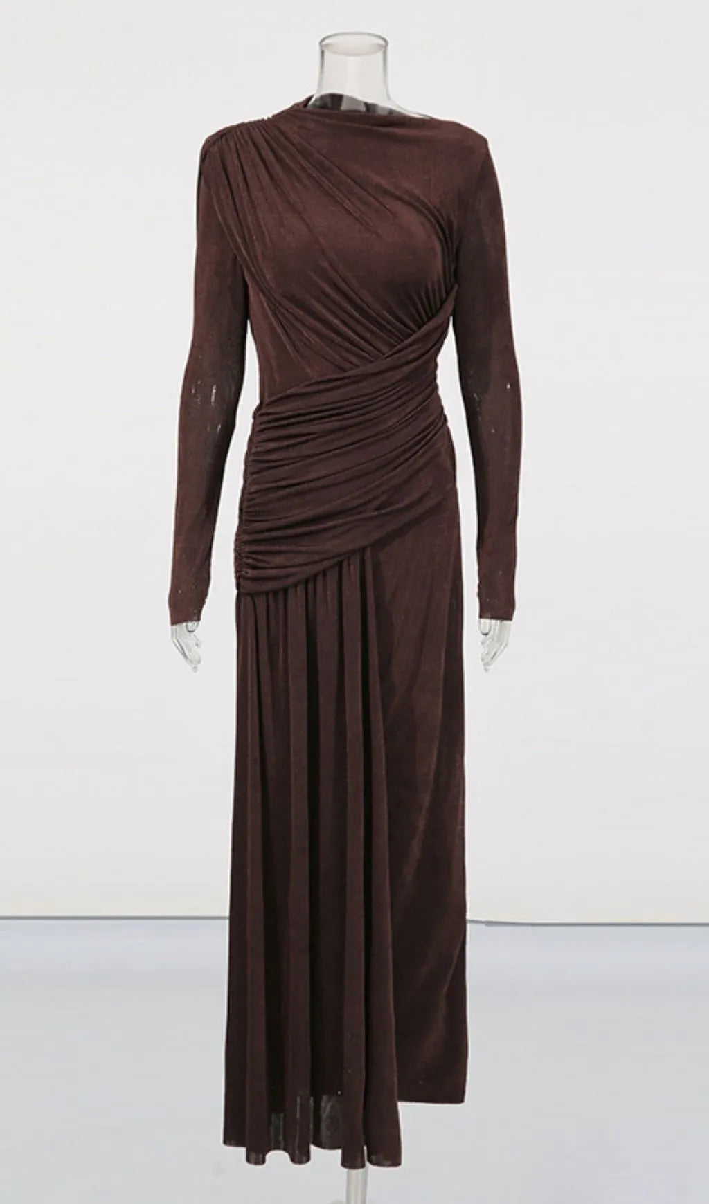 Leoni Long Sleeve Ruched Maxi Dress Flowering Girl