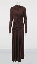 Leoni Long Sleeve Ruched Maxi Dress Flowering Girl